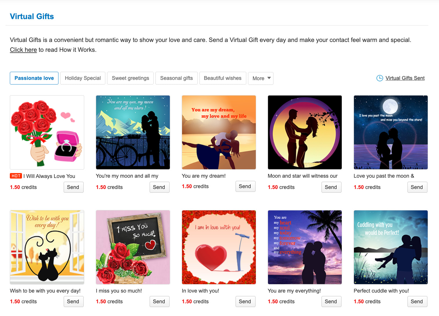 Virtual gifts