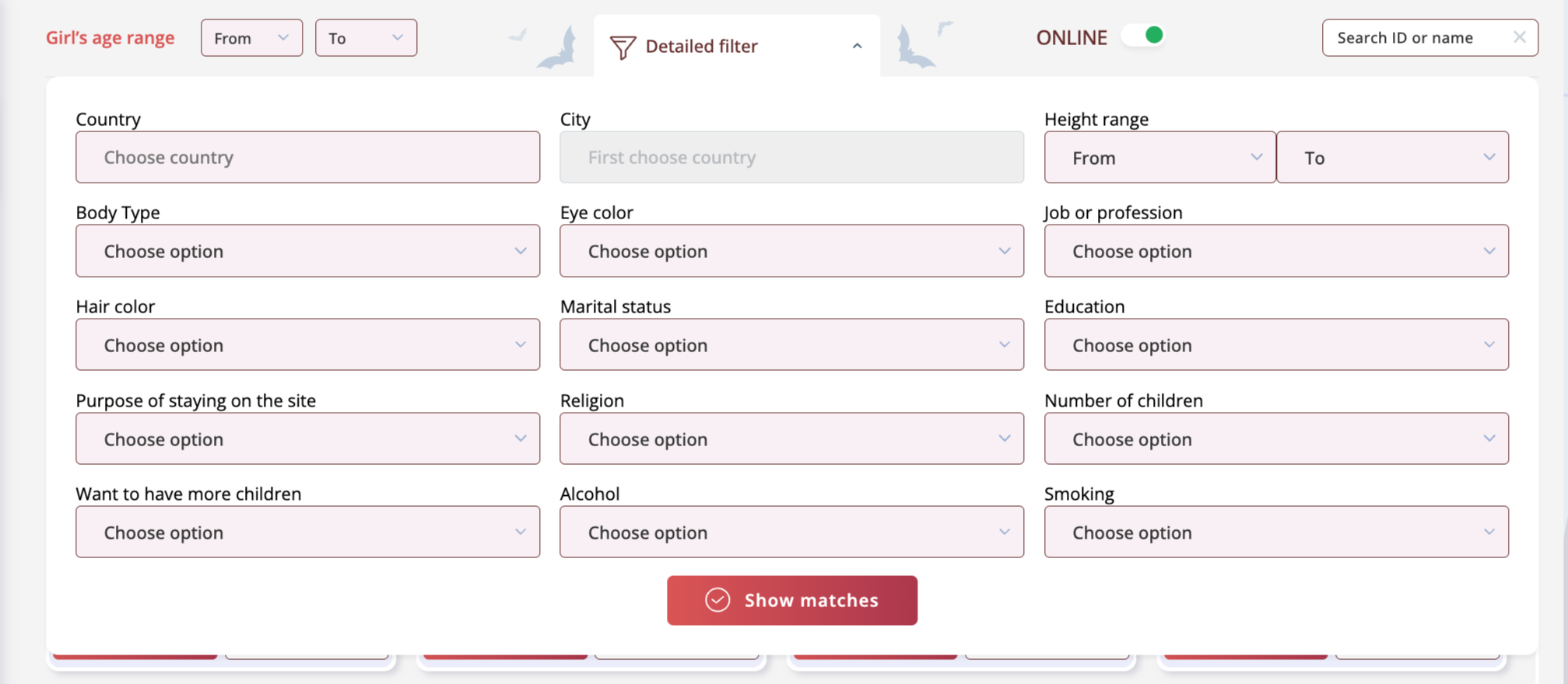 Search for matches at LatiDate
