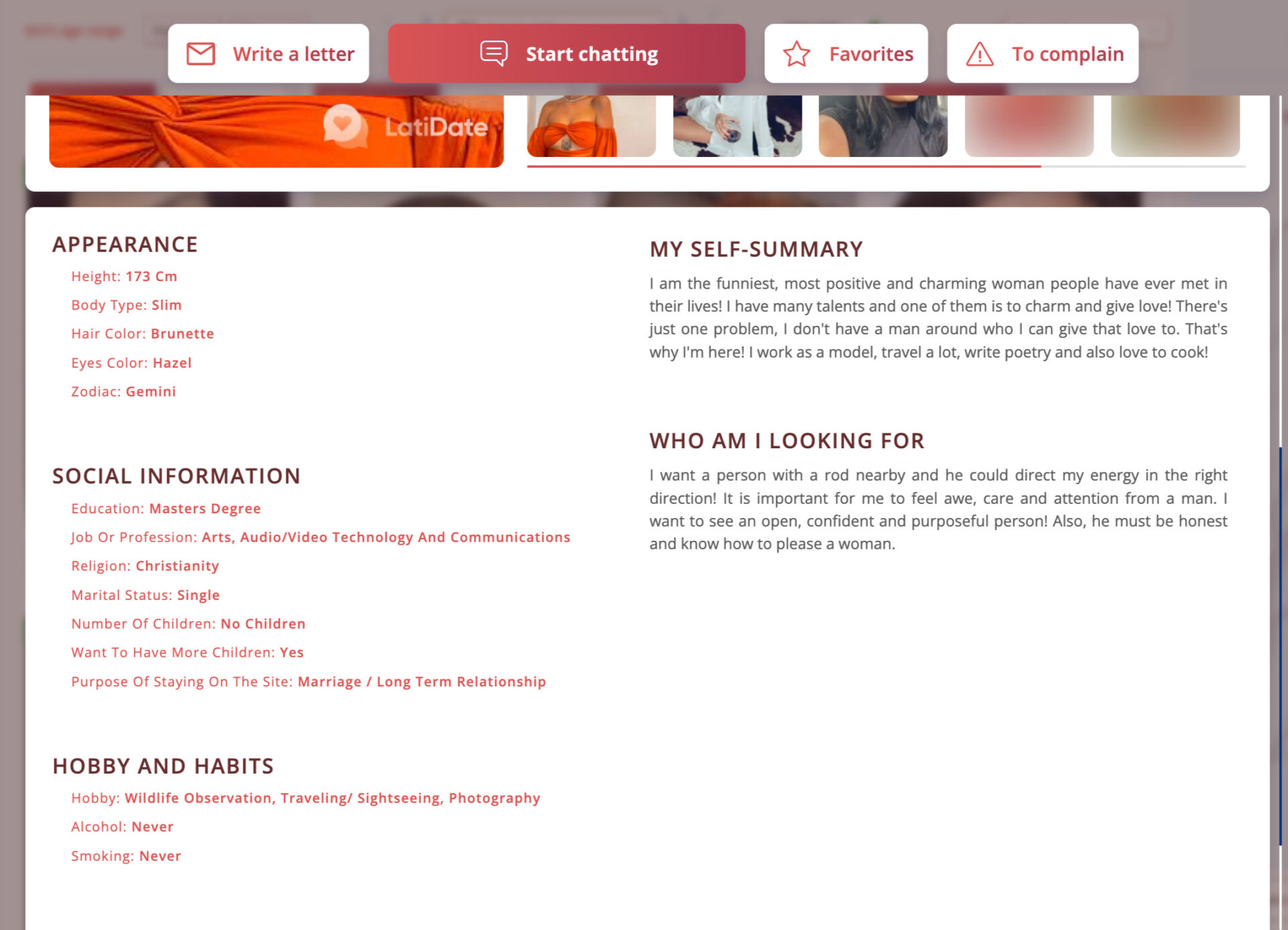 Profile on Lati Date