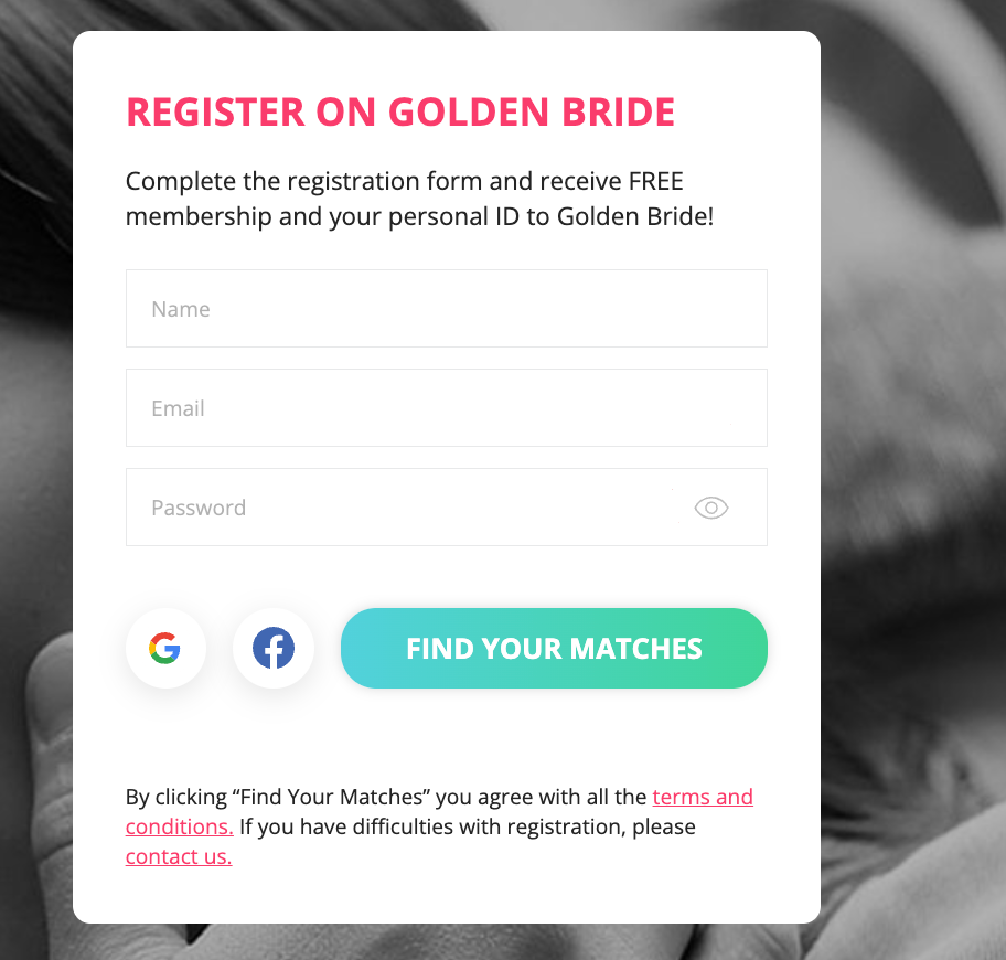 Golden Bride signup
