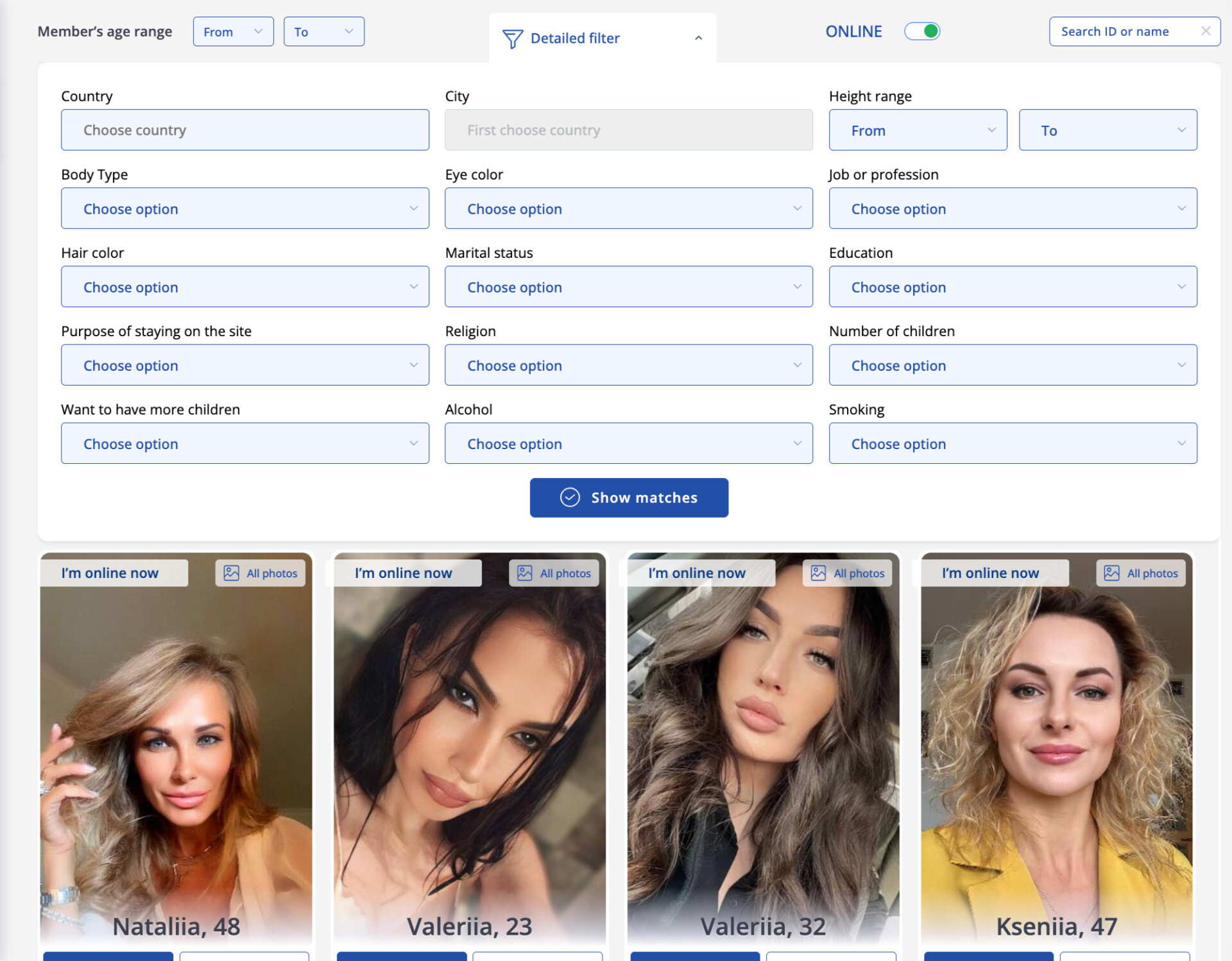 Searching for matches