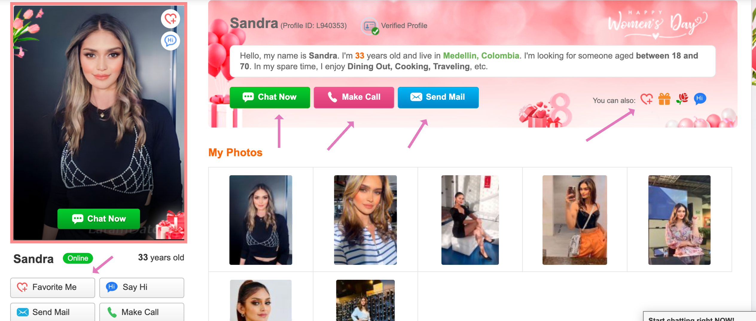 communication features on ColombiaDate