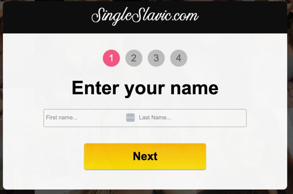 Sign-up process on SingleSlavic